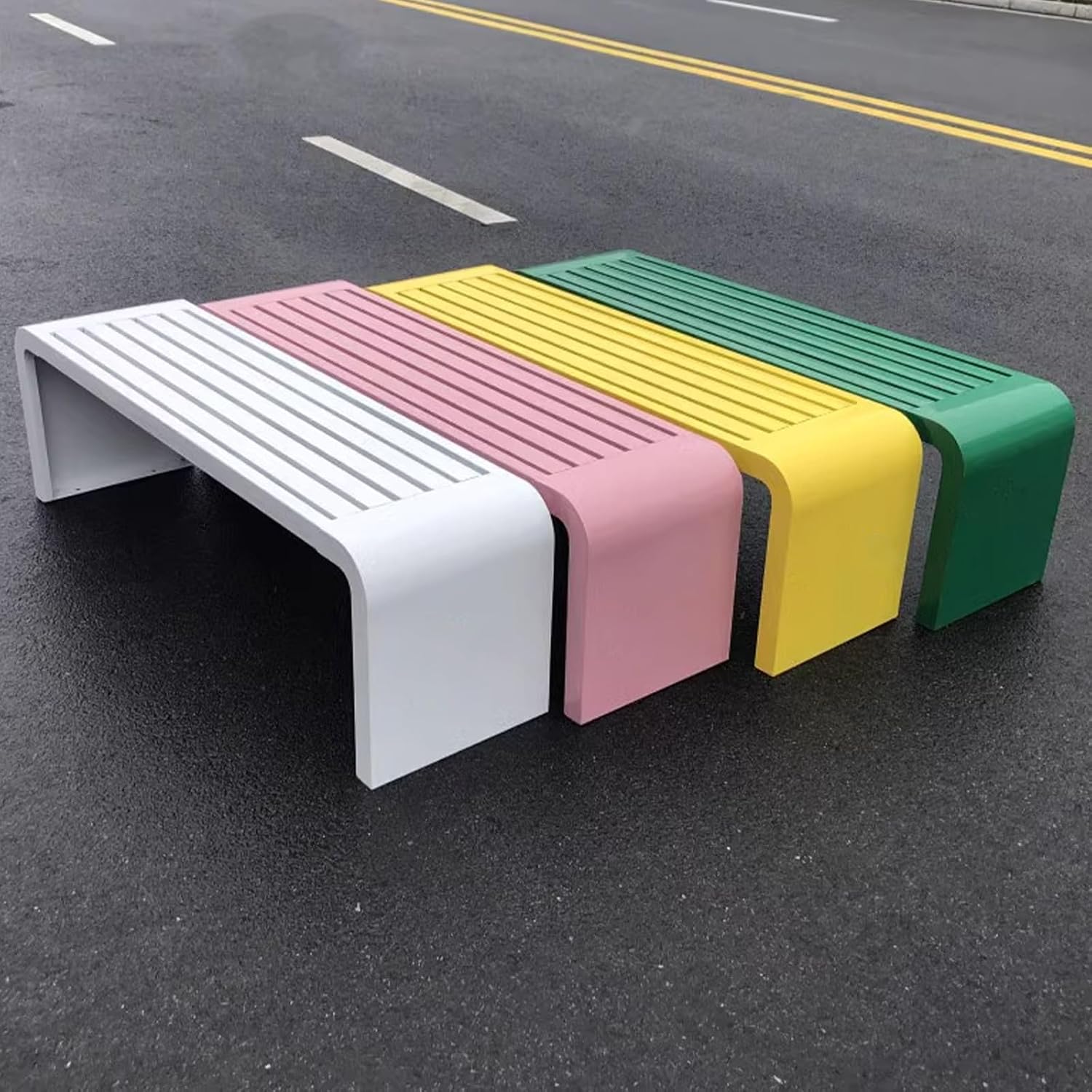 Outdoor Metal Bench, Made of Stainless Steel, with a Thickened and Widened seat, Suitable for Parks, playgrounds, Shopping malls, and bookstores Pink 180cm