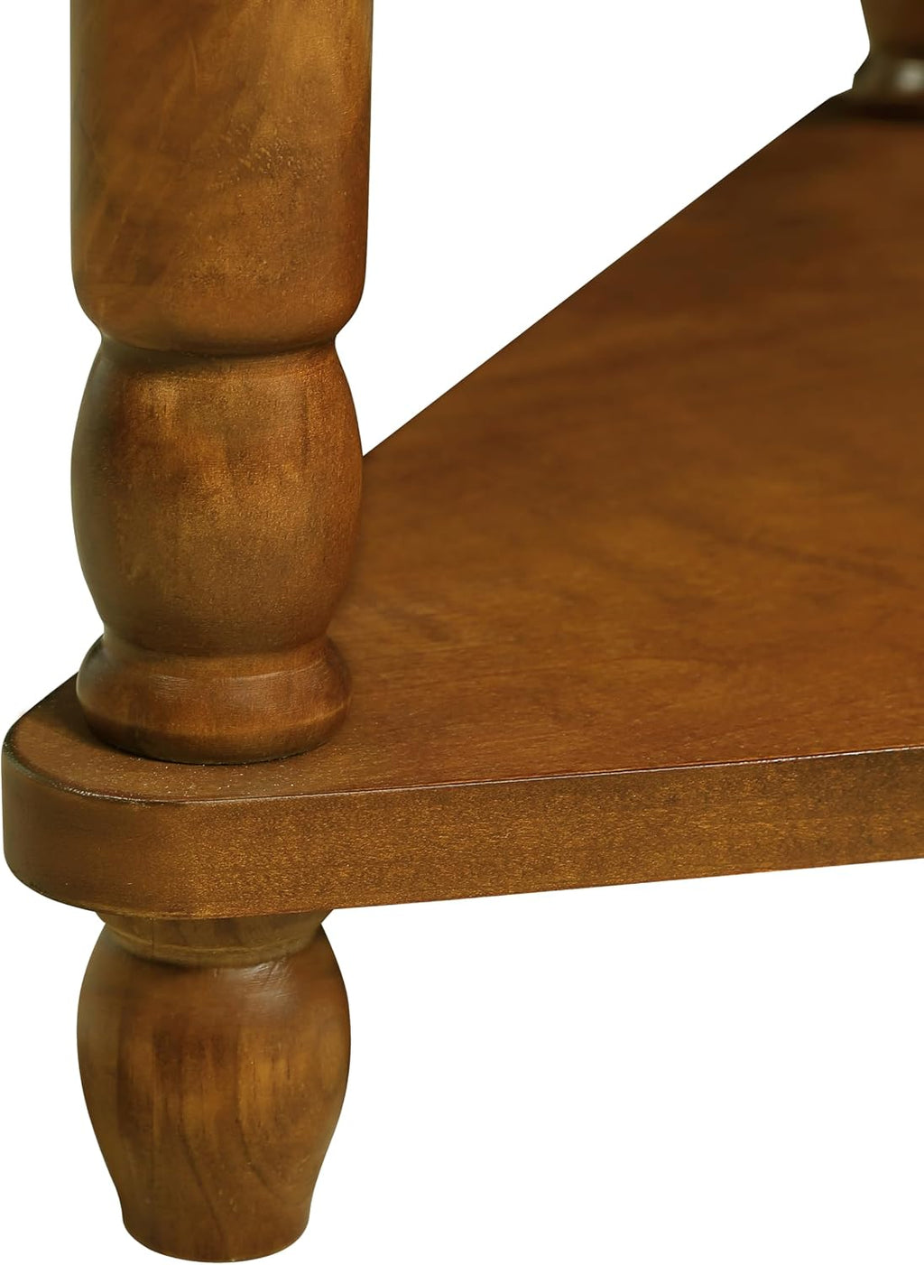 LKTART 33.86'' Corner Table, 3 Tier Space with Drawer for Storage, Solid Wood End Corner Table for Small Space, Triangle Corner Side Table for Living Room,Brown