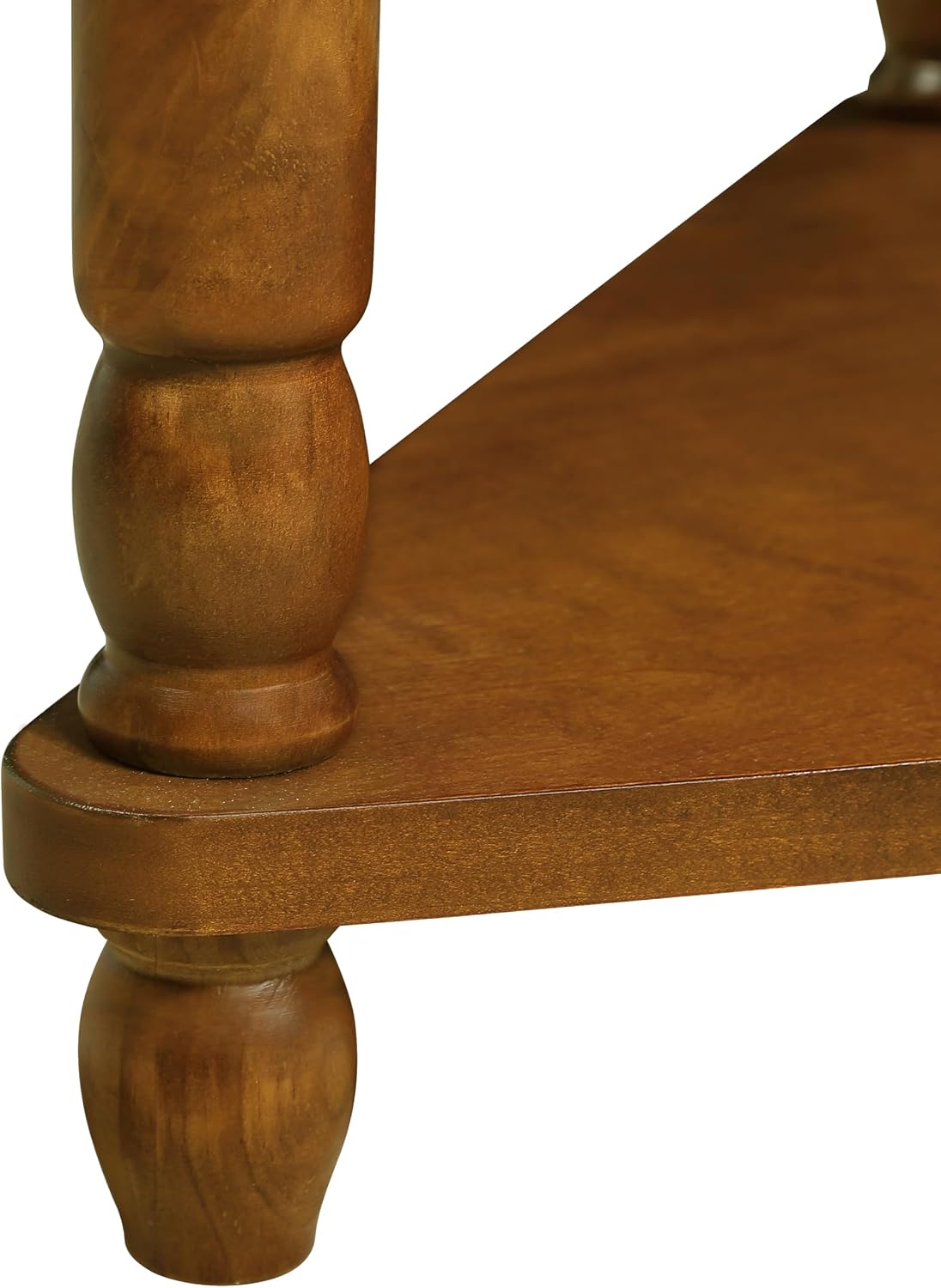 LKTART 33.86'' Corner Table, 3 Tier Space with Drawer for Storage, Solid Wood End Corner Table for Small Space, Triangle Corner Side Table for Living Room,Brown