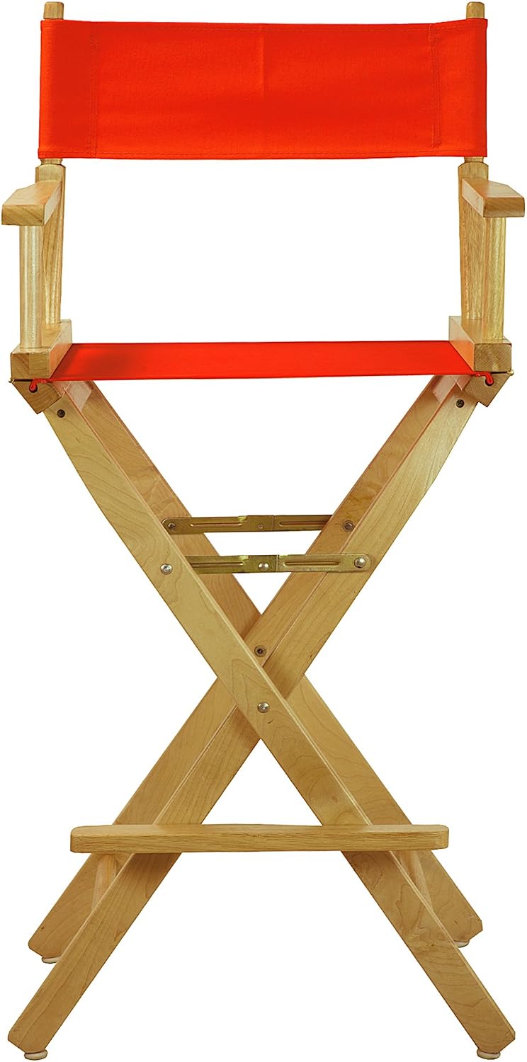 Casual Home 30" Director's Chair Natural Frame-with Orange Canvas, Bar Height