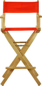 Casual Home 30" Director's Chair Natural Frame-with Orange Canvas, Bar Height