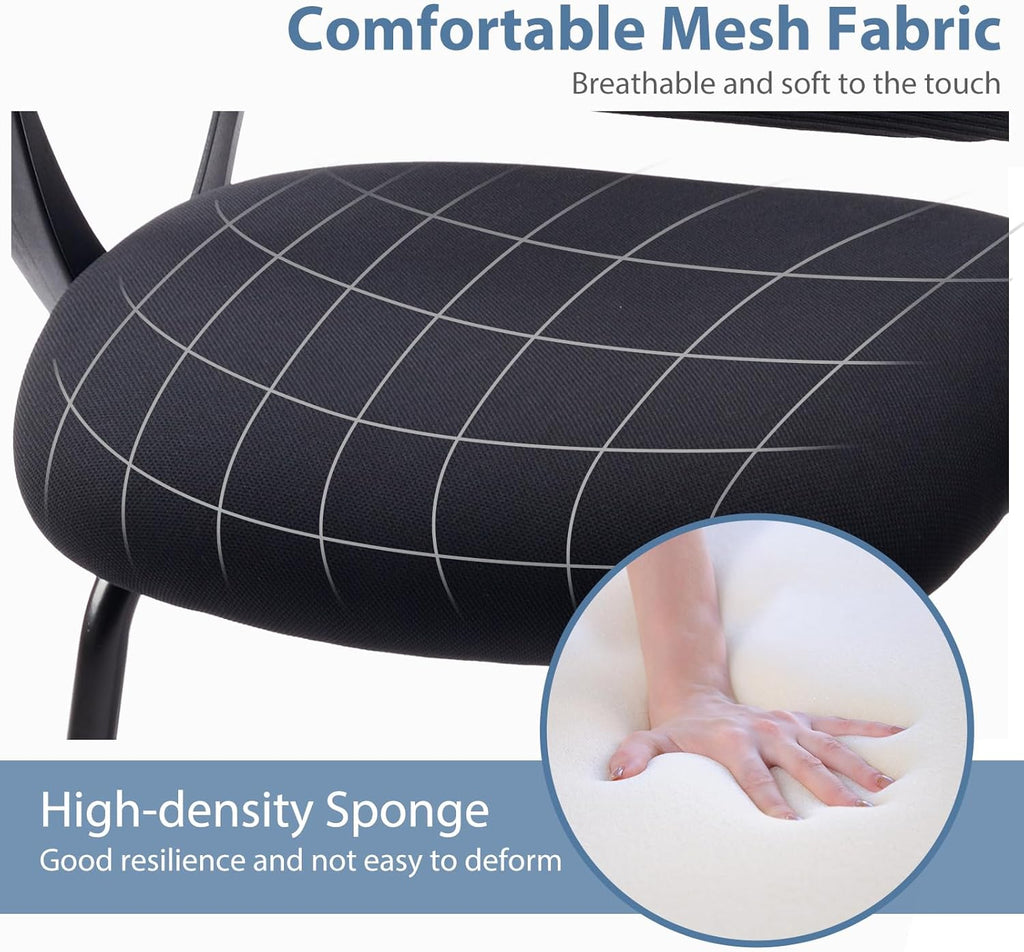DUMOS Office Desk Chair with Sled Base, Ergonomic Executive Mesh Computer Chairs with Lumbar Support for Home Conference Room Bedroom Waiting Reception Guest Student
