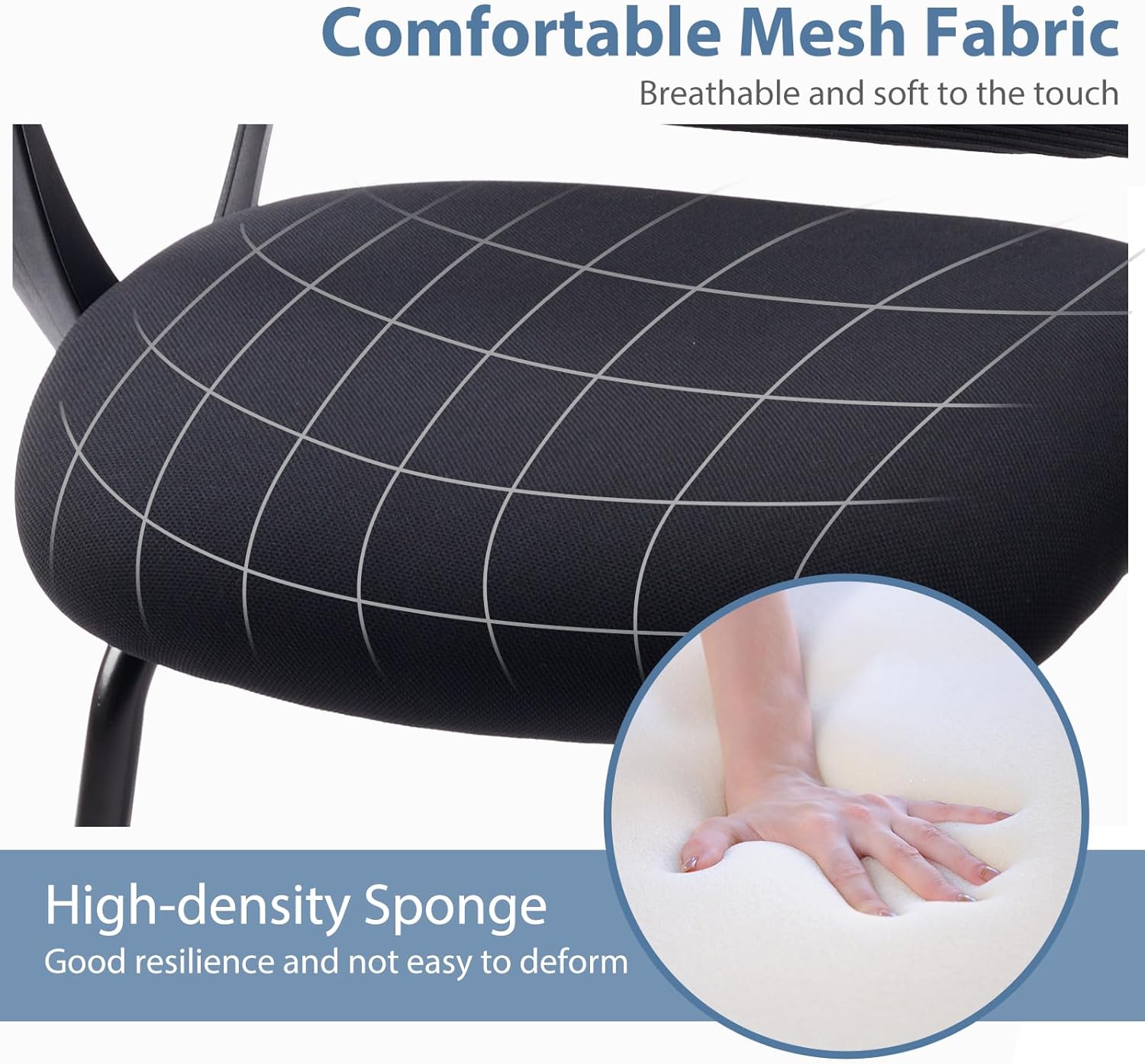 DUMOS Office Desk Chair with Sled Base, Ergonomic Executive Mesh Computer Chairs with Lumbar Support for Home Conference Room Bedroom Waiting Reception Guest Student