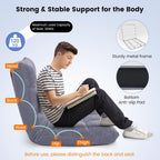 MAT EXPERT Floor Chair with Back Support, Floor Gaming Chair w/ 14 Adjustable Position, Soft Coral Fleece&Alloy Steel Frame, Foldable Padded Lazy Couch Recliner for Meditating (Gray, Large)