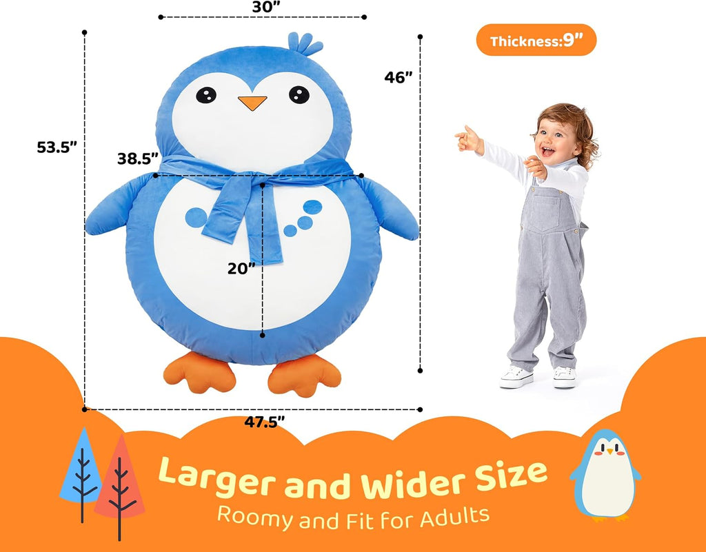 Hobestluk Bean Bag Chair Floor Bean Bag for Kids Playroom Living Room Blue | Large Animal bean bag chair Floor Cushion Washable Cover Living Room Bedroom Playroom Penguin Large Reading Gaming Chair