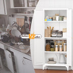 Metal Adjustable 2-Door Pantry Cabinet with 180LB Capacity Shelves – Durable Storage Organizer for Kitchen, Living Room, Dining Room and Office (White)