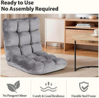 Nouva Adjustable Floor Chair 14-Position Sofa Bed Foldable Cushion Video Gaming Chairs Bean Bag Chair Reading Seating for Adults Kids Teens for Bedroom Living Room Indoor Use,Grey