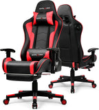 GTPLAYER Gaming Chair with Bluetooth Speakers, Adjustable Backrest and Height, 3D Armrests, Footrest, Ergonomic Computer Chair for Gamers (Brick Red)