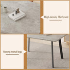 ZckyCine 46.5" Modern Grey Dining Table Set for Small Spaces, 5-Piece Set with Rectangular Table & 4 Padded Leather Chairs, Compact, Sturdy & Easy to Assemble (Table + 4 Grey Dining Chairs, 46.5")