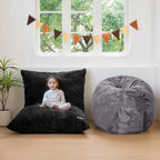 MAXYOYO 3 in 1 Kids Bean Bag Chair, Child Floor Sofa for Gaming, Reading, Faux Fur Floor Couch with High-Density Foam Filling for Living Room Bedroom