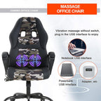 Comfortable Office Chair Massage Office Chair PC Gaming Chair Ergonomic Chair Desk Chair with Lumbar Support Headrest PU Leather Executive High Back Computer Chair Adults, Camo, 20.3x20.1x45.7inch