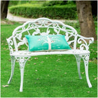 Outdoor Bench, Outdoor Bench, European Garden Patio Seating for 2 Garden Bench(White)