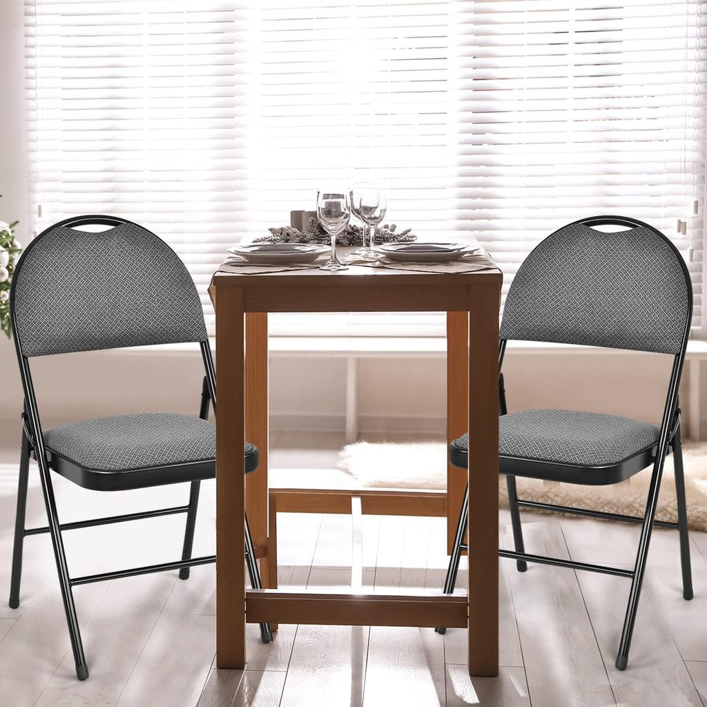 COSTWAY Padded Folding Chairs 2 Pack, Portable Steel Frame Dining Chairs with Cushion & Carry Design Back, Foldable Guest Chairs for Indoor & Outdoor Events Office Reception Wedding Party