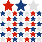 Bucherry 45 Pcs 4th of July Wooden Stars Decorations Patriotic Red White Blue Star 250 Anniversary Ornaments Crafts Cutouts Vase Bowl Filler Tiered Tray Decor for Independence Memorial Day