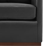 CHITA Genuine Leather Swivel Chair, Wood Frame, Fully Assembled, Black | Leather Arm Chair with 360° Swivel Solid Wood Base, Mid Century Modern Living Room Chair, 33"Dx30"Wx33"H, 300 Lb Capacity