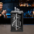 12.6x12.6x19.7in Industrial Style Beside Table, Metal Container Side Table with Drawer, Vintage Container Style Locker Wrought Storage Cabinet for Bedroom/Bar/Garage (Black)