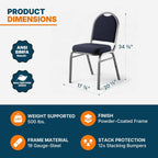 OEF Furnishings OEF9254-SV/2 Commercial-Grade Dome Back Banquet Stack Chair (Blue Fabric, Silver Powder-Coated Frame, 2-Pack)
