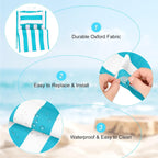 Beach Sling Chair Replacement Canvas, 16x44.5 Inch Folding Lounge Chair Fabric with Pillow for Beach/Sunbathing/Courtyard/Garden [Striped Sky Blue, Only Replacement]