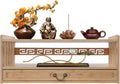 Meditation Table, 3-Tier Bamboo Altar Floor Tables for Spiritual, Puja Table with Drawer for Prayers, Worship or Bamboo Furniture for Displaying Plants and Books