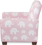 Toddler Personalized Armchair, Kids Upholstered Rocking Chair with Personalization, Toddler Chair with Personalized Name, Comfy Child Armchair, (Pink Elephants Print, Legs)