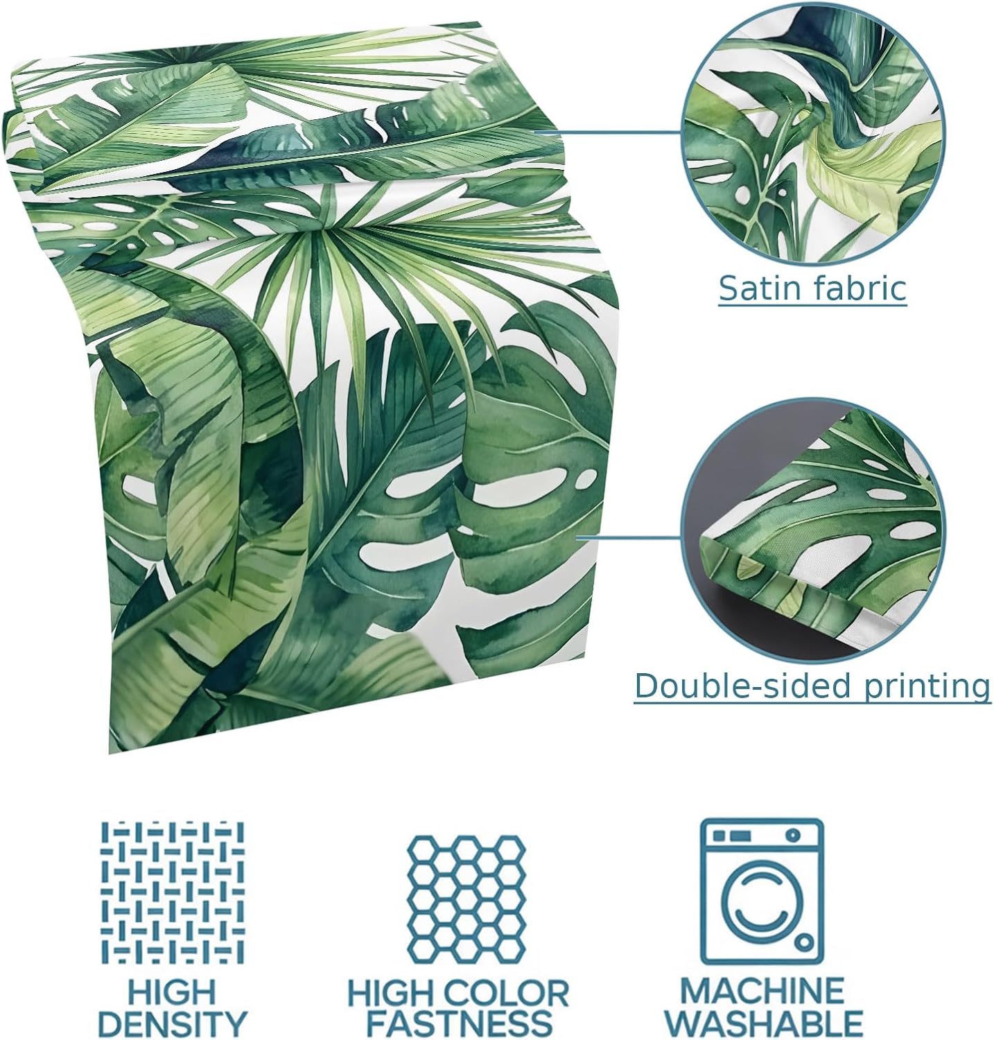 Tropical Monstera Leaves Bed Runners Country Botanical Palm Leaf Green Bed Throws for Foot of Beds, Decorative Bedrunners & Scarves Luxury Bedding End Blanket Protector Slipcover Home, 71"x20"
