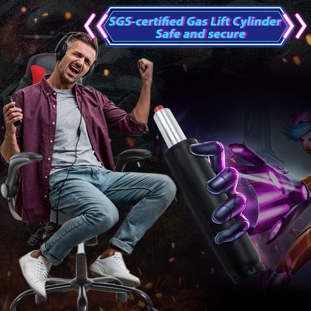 Gaming Chair Ergonomic Home Office Video Game Chairs Massage PU Leather Computer Chair Adjustable Swivel Chairs with Lumbar Support Headrest, Red