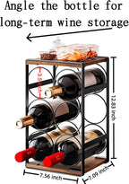 Wood Countertop Wine Rack No Need Assembly 6 Bottles Black + Rustic Brown