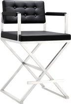 TOV Furniture Director Stainless Steel Counter Stool, Black