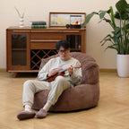 N&V Large Crescent Bean Bag Chair, Adult Size Bean Bag Sack, Foam Filling, Soft Premium Corduroy Bean Bag for Living Room Bedroom Dorm and Office (Brown Sugar)