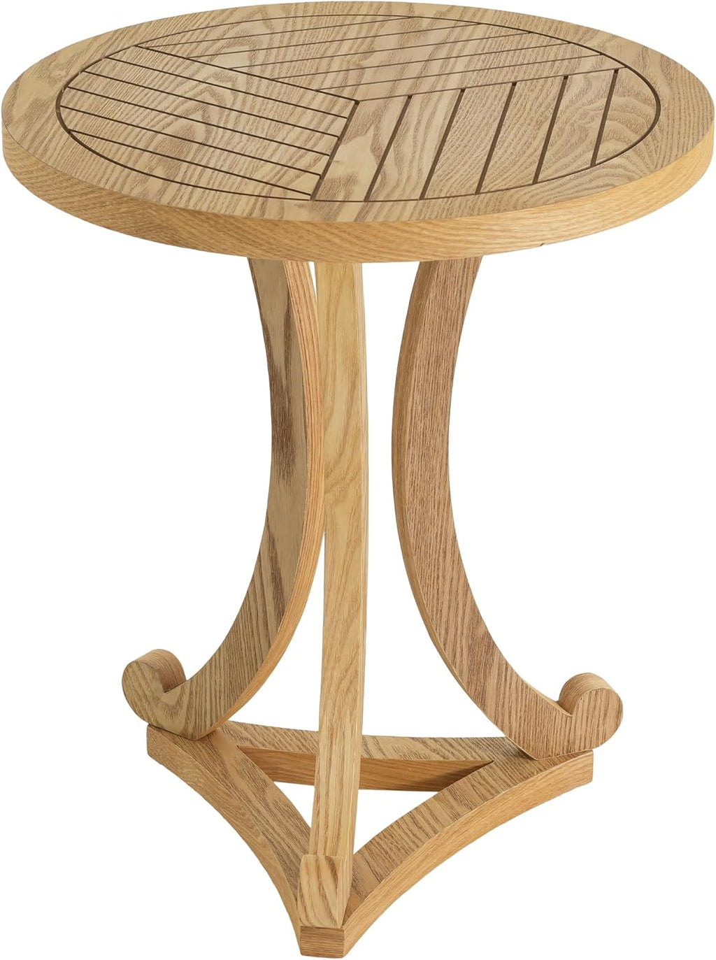 Christopher Knight Home Isele Wood Accent Table with Round Slatted Top Design, Small Side Table with Unique Curved Base, Modern End Table for Living Room/Bedroom/Small Spaces, Natural