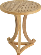 Christopher Knight Home Isele Wood Accent Table with Round Slatted Top Design, Small Side Table with Unique Curved Base, Modern End Table for Living Room/Bedroom/Small Spaces, Natural