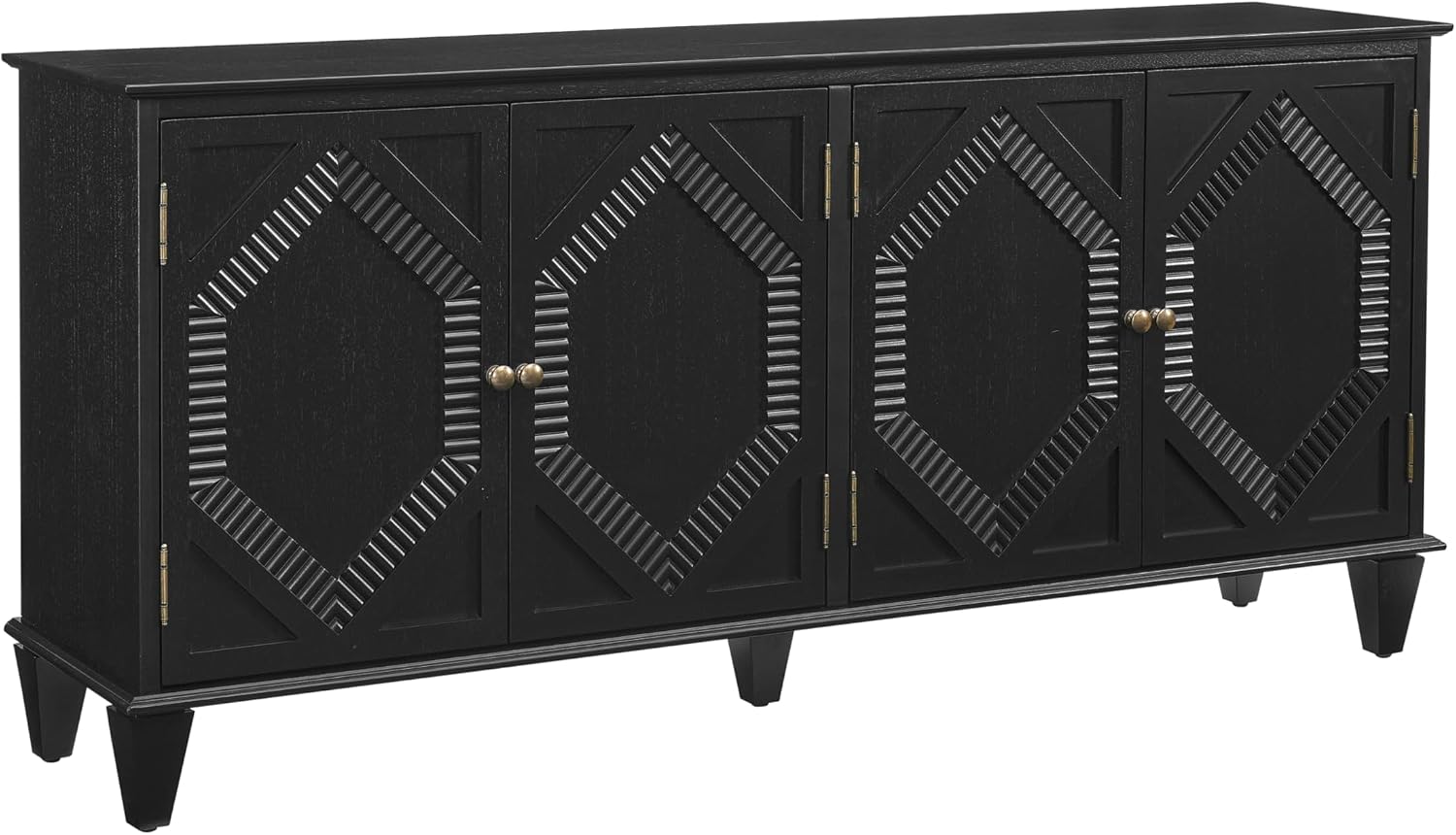 KEIKI 65.2" Mid Century Modern Sideboard Buffet Cabinet with Storage, Walnut Credenza Console Table with Adjustable Shelf, Farmhouse Coffee Bar Wine Cabinet for Living Room, Entryway, Kitchen, Black