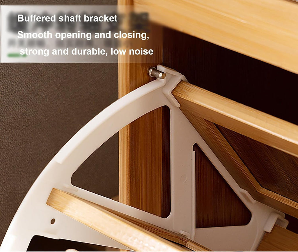 Bamboo Shoe Bench with Foldable Drawers & Cushion Entryway Stool Breathable Narrow Shoe Rack FreeStanding Footwear Organizer for Hallway Bedroom Living Room