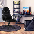 Executive PC Gaming Chair with Lumbar Support & Headrest - Ergonomic Leather Racer Task Chair for Home Office Gaming Room - Heavy Duty & Comfortable (Black)