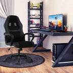 Executive PC Gaming Chair with Lumbar Support & Headrest - Ergonomic Leather Racer Task Chair for Home Office Gaming Room - Heavy Duty & Comfortable (Black)
