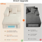 80.7" Oversized Double Chaise Lounge Chair Indoor, Cloud Boneless Sleeper Sofa Bed with 4 Pillows, Extra Deep Seat Cozy Loveseat Couch for Living Room Bedroom, No Assembly Required (Beige)