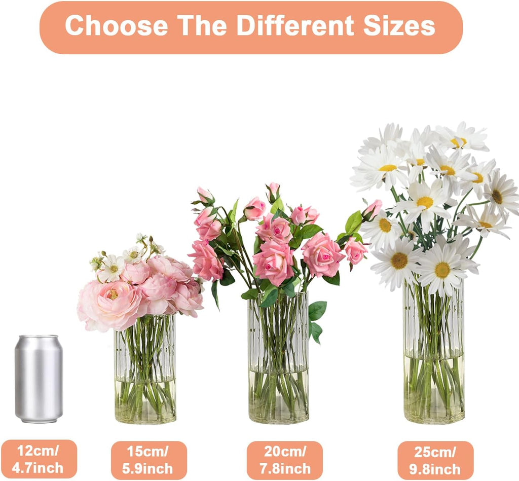 Gute 6 Inch Glass Vases for Decor, Flower Vase for Home Decor, Modern Decorative Clear Vase Centerpieces Living Room, Kitchen