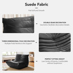 High-end Uncompressed Togo Bean Bag Chair for Adults, Memory Foam Floor Sofa Couch with Soft Fabric, Comfy Fireside Lounge Chair for Living Room, Bedroom, Apartment Microfiber Leather Black