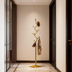 Sturdy Metal Coat rack Tree – Anti-Tip Design with 8 Hooks, Perfect for Home, Dorm, or Office Organization (gold)