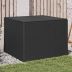 Garden Storage Box Black Poly Rattan Resin Wicker Container Chest 76.9 Gal Weather Resistant Outdoor Patio Deck Cushion Bench with Lockable Lid for Backyard Porch Balcony Yard