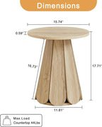 Round End Table Nightstand Set of 2, Mid Century Modern Side Table, Circle Bedside Tables Wood Night Stands for Bedroom, Living Room, Small Space, Natural