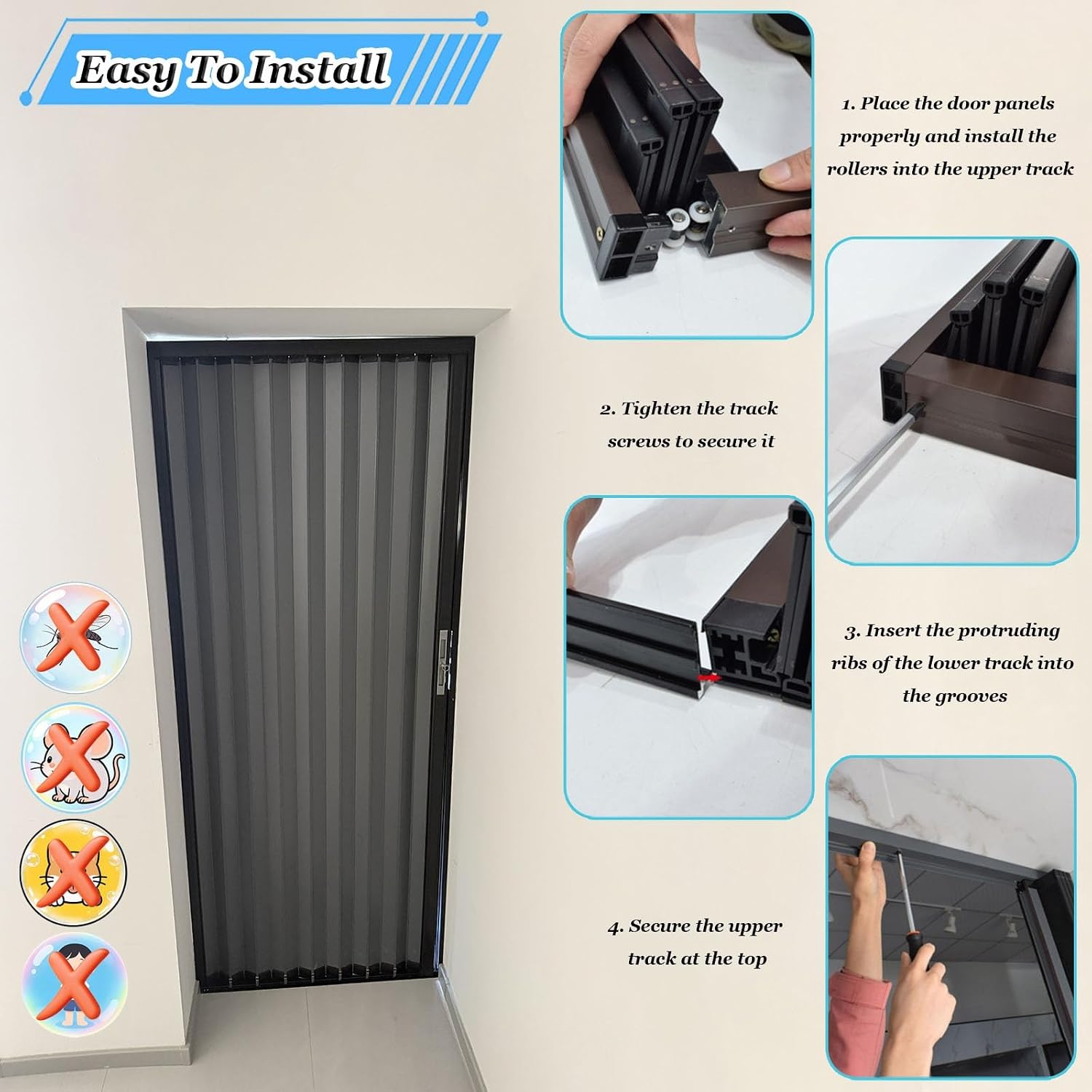 Lockable According Folding Sliding Door Aluminum Customizable, Warehouse Pantry Gate with Key, Room Privacy Dividers Partition Wall for Closet Kicchen(60x82in WXH)