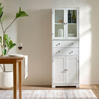 67" Tall Kitchen Pantry Cabinet with Glass Doors, Drawers & Adjustable Shelves, Storage Cabinet for Kitchen, Bathroom, Dining Room