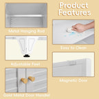SteeLoong 71" Metal Wardrobe Cabinet with Hanging Rod, Armoire Wardrobe Closet with Doors and Adjustable Shelves, Whiet Clothing Storage Cabinets for Bedroom Office,School,Hospital