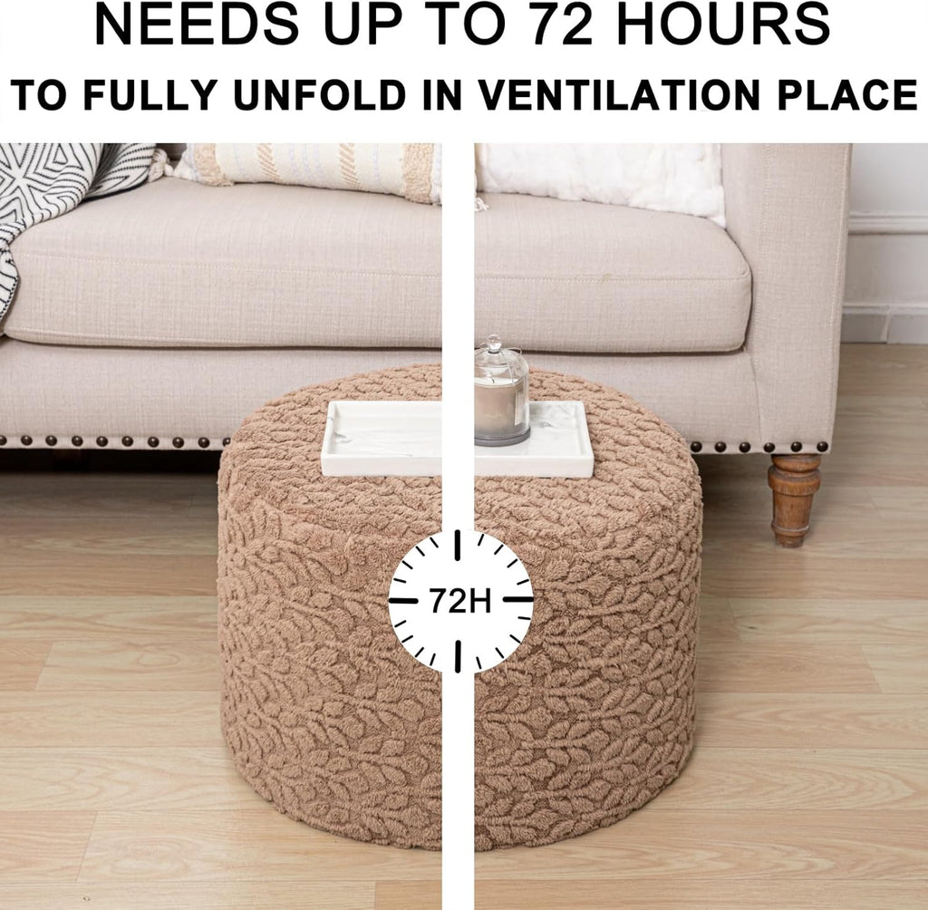 Poofieotto Pouf Ottoman Footstool 20x14In Couch Ottoman Footrest Caramel | All-in-one Foam Floor Pouf,Ottoman Coffee Table,Footstool Ottoman Boho Poof Home Decor Beanbag Chairs for Living Room Bedroom