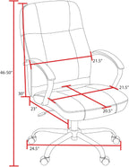 Romig Cielo Leatherette Executive Mid-Back Office Chair – Ergonomic Conference Chair with Padded Arms, Lumbar Support, Adjustable Height & 5-Star Aluminum Base for Home & Office (Black)