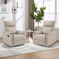 HAOMARKETS Swivel Rocker Recliner Chair Set of 2, Manual Faux Leather Glider Rocking Recliners for Adults, 360° Swivel Nursery Reclining Sofa with Padded Backrest for Living Room, Beige