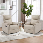 HAOMARKETS Swivel Rocker Recliner Chair Set of 2, Manual Faux Leather Glider Rocking Recliners for Adults, 360° Swivel Nursery Reclining Sofa with Padded Backrest for Living Room, Beige