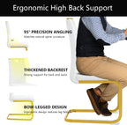 cinkehome Set of 6 Modern Dining Chairs, High Back PU Faux Leather Upholstered Armless Chair with Metal Legs for Kitchen Dining Room Living Room (White with Gold Legs)