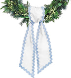 Wreath Sash for Front Door Light Blue Cotton Wreaths Satin Sash Burlap Garland Ribbon Accessories for Wreath Yard Doorway Indoor Outdoor Bow Bridal Shower Home Decor,5.11 x 55.1